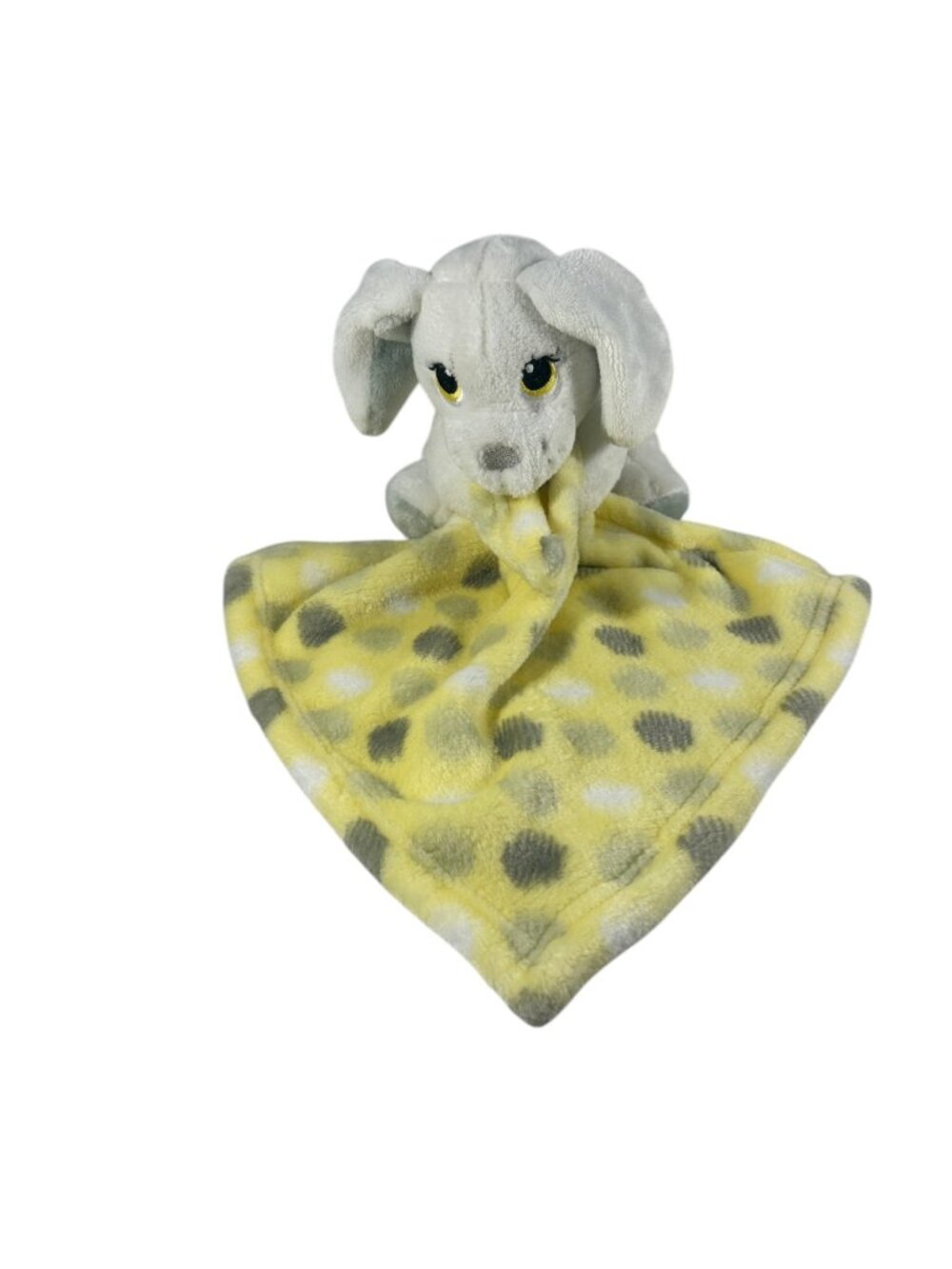 Little Beginnings Yellow White Puppy Dog Lovey Plush Security Blanket Polka Dot